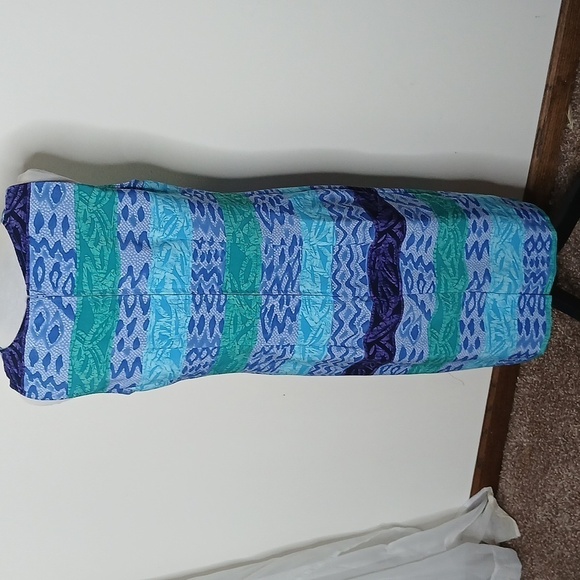 Kathie Lee collection blue multi pattern midi tank dress size 10 - Picture 5 of 16